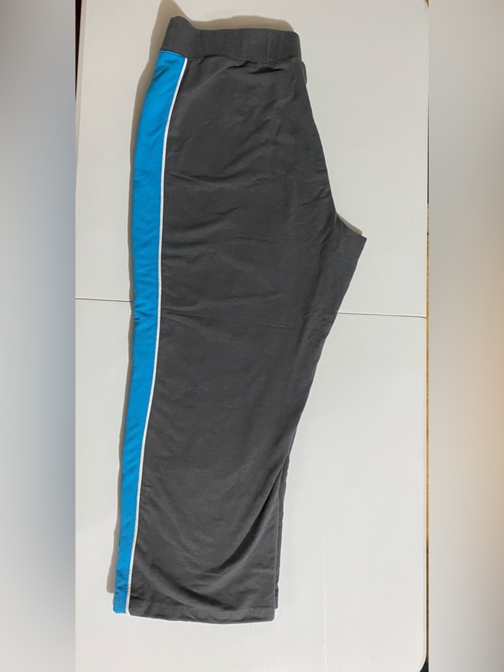 Fashion Bug Gray Active Pants with Turquoise White Stripe Plus 18/20 #2009